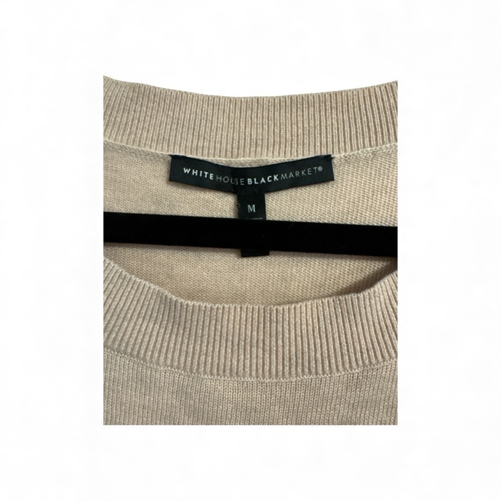 White House Black Market Cream Crew Neck Long Sleeve Sweater - Picture 4 of 7